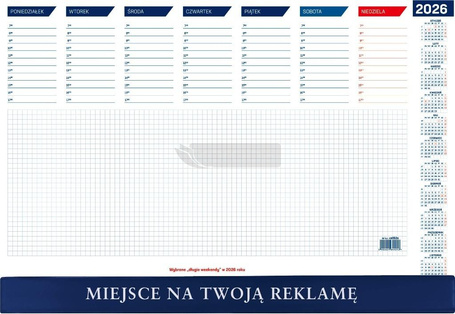 Kalendarz 2026 biuwar mały z listwą