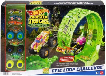 HOT WHEELS MONSTER TRUCK ZESTAW EPICKA PĘTLA 6 pojazdów świecące ciemności HXH69