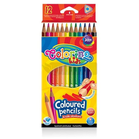 Kredki ołówkowe trójkątne 12 kolorów Colorino