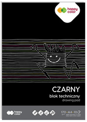 Blok techniczny A4 170g 10 ark czarny HAPPY COLOR