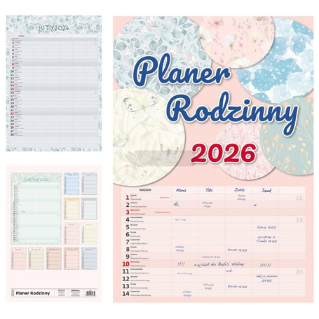 Kalendarz 2026 miesięczny Planer Rodzinny HELMA