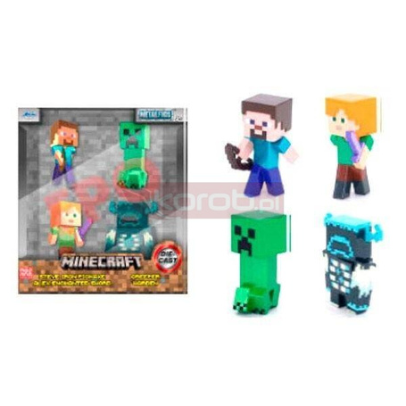 Minecraft figurki metalowe 6,5cm 4szt