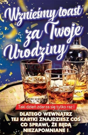 Karnet Urodziny z nakładką na butelkę