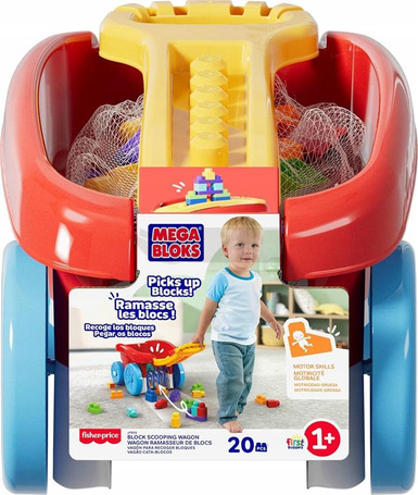 MEGA BLOKS KLOCKI WÓZEK ZBIERACZ KLOCKÓW zestaw dla malucha +12 m-cy JFR30