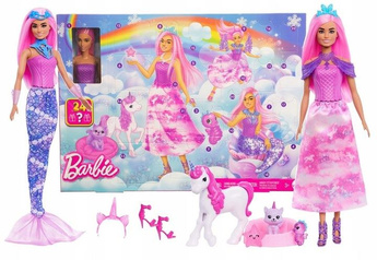 LALKA BARBIE ŚWIAT FANTAZJI KALENDARZ ADWENTOWY 24 niespodzianki + lalka JFL66