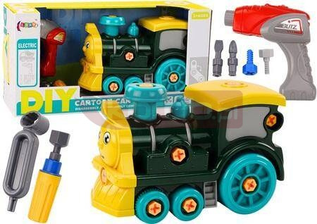 Lokomotywa kreskówkowa do skręcania DIY zielona