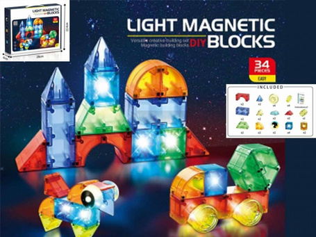 Klocki magnetyczne świecące 32el