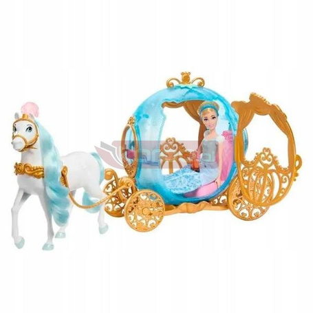 LALKA KSIĘŻNICZKA KOPCIUSZEK w karecie z białym koniem HLX35