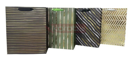 Torba prezentowa 26x32 pasy, granat, zieleń mix