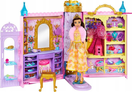 DISNEY LALKA KSIĘŻNICZKA BELLA GARDEROBA zestaw z lalką i akcesoriami HXV69
