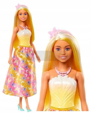 LALKA BARBIE KSIĘŻNICZKA z długimi włosami o żółtych pasemkach HRR09