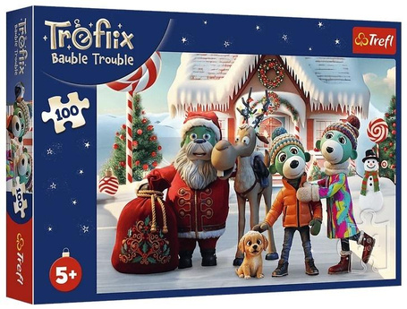 Puzzle 100 Mikołaj i renifer na ratunek