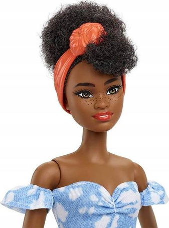 Lalka Barbie Fashionistas wybielana niebieska sukienka HBV17
