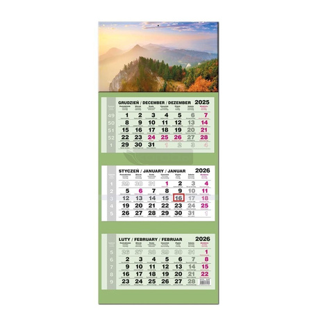 Kalendarz 2026 trójdzielny LUX gł. wypukła Pieniny