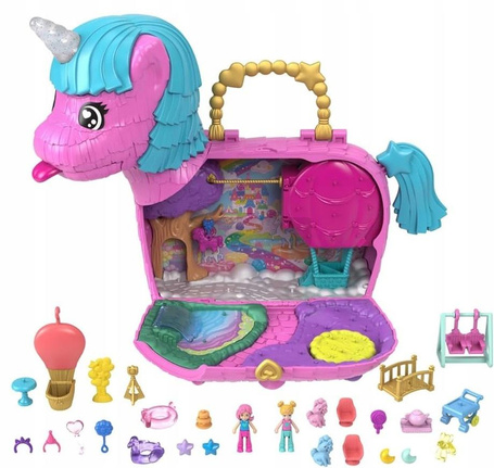 LALKA POLLY POCKET JEDNOROŻEC NIESPODZIANKA 35 urodziny marki, zestaw +4 HYD96
