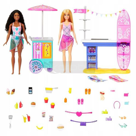 LALKA BARBIE ZESTAW PLAŻOWY 2 LALKI + akcesoria HNK99