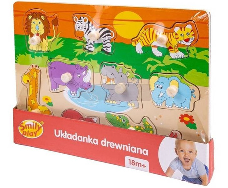 Układanka drewniana Zwierzęta Zoo uchwyty