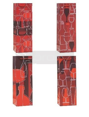 Torebka ozdobna na butelkę 12x36x9cm mix ROZETTE