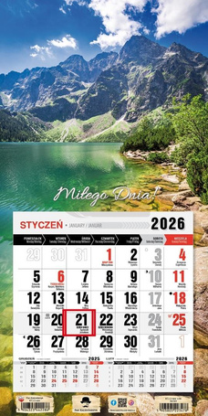 Kalendarz 2026 jednodzielny mini Tatry