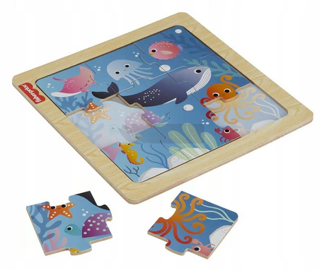 FISHER PRICE PUZZLE DREWNIANE 9 elementów ZWIERZĄTKA OCEAN dla dzieci +2lat HXV17