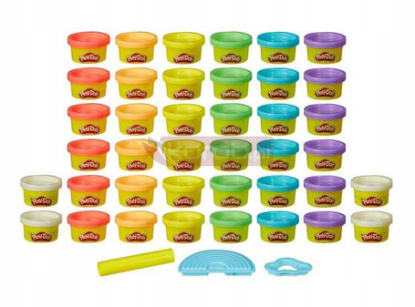 PLAY DOH CIASTOLINA DUŻY TĘCZOWY ZESTAW 40 tub ciastoliny + akcesoria E6016