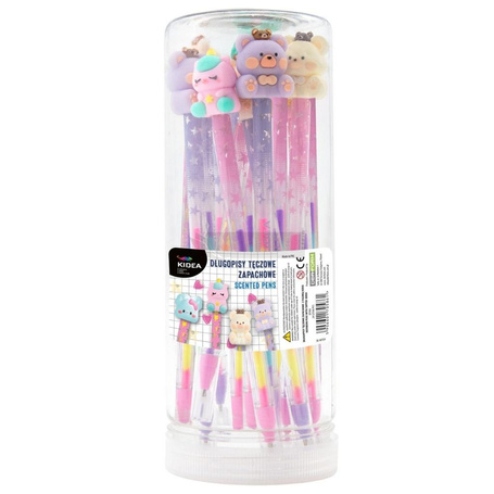 Długopis tęczowy zapachowy z figurką (24szt) KIDEA