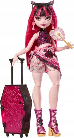 LALKA MONSTER HIGH STRASZYSEKRETY S7 Draculaura wakacje zestaw z walizką JDR50