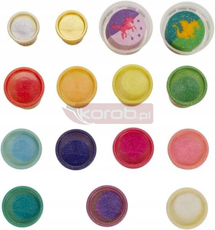 PLAY DOH CIASTOLINA ZESTAW MAGICZNY BLASK 15 błyszczących tub aż 1,59 kg F3612