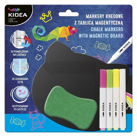 Zestaw markery kredowe z tablicą magnetyczną KIDEA