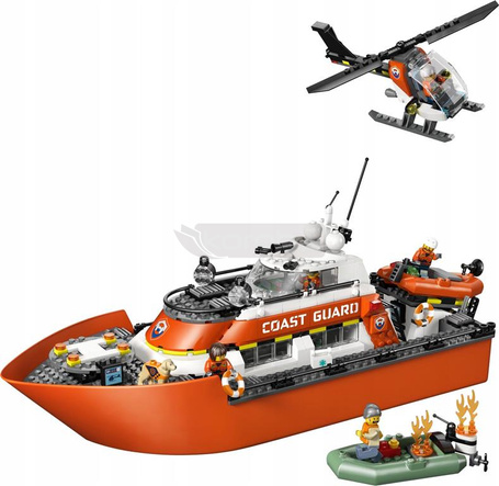 LEGO CITY 60504 Łódź ratunkowa i helikopter straży przybrzeżnej, zestaw +7