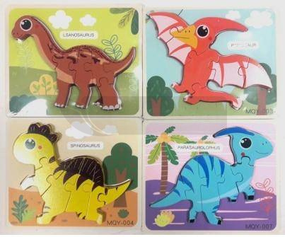 Puzzle drewniane dinozaury
