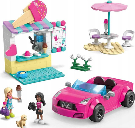 MEGA BLOKS KLOCKI BARBIE zestaw klocków KABRIOLET I STOISKO Z LODAMI +6 lat HPN78