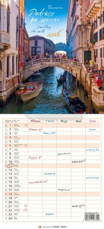 Kalendarz 2026 wieloplanszowy wąski - Podróże po..
