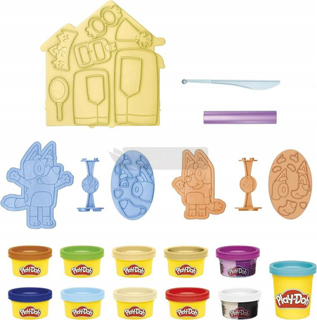 PLAY DOH CIASTOLINA ZESTAW BLUEY I BINGO 11 tub, zestaw dla dzieci +3 lata F4374