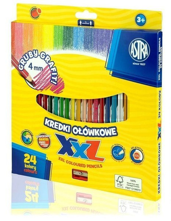 Kredki ołówkowe hexagonalne 24 kolory ASTRA
