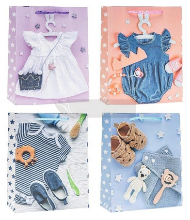 Torebka dziecięce brokat 26x32x10cm mix ROZETTE