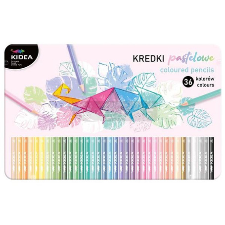 Kredki trójkątne pastelowe 36 kolorów KIDEA