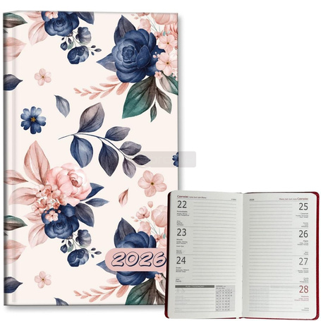 Kalendarz 2026 A6 tygodniowy Niebieskie Róże