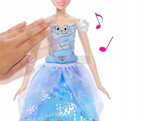 DISNEY KSIĘŻNICZKI LALKA KOPCIUSZEK Magiczna suknia balowa światła, dźwięk JBF94
