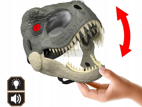 JURASSIC WORLD MASKA DINOZAURA T-REX TYRANOZAUR interaktywna światło,dźwięk JCH04