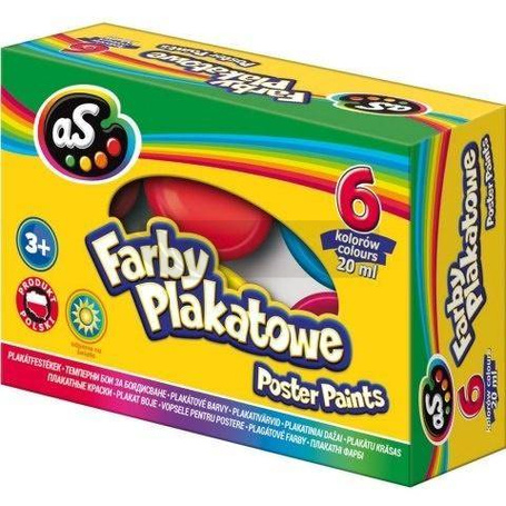 Farby plakatowe 6 kolorów 20ml AS