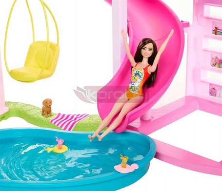 BARBIE WILLA DOMEK MARZEŃ DREAMHOUSE 3-piętrowy dom willa z windą, basenem HMX10