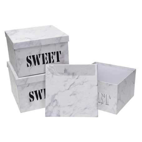 Pudełko Flower Box 3szt Sweet biały ROZETTE