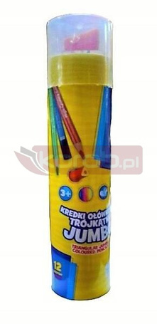 ASTRA KREDKI OŁÓWKOWE TRÓJKĄTNE JUMBO 12 kolorów w tubie + temperówka