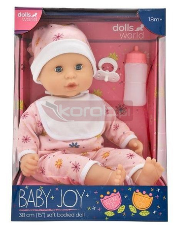 Dolls World Lalka Baby Joy 38cm ubranko różowe