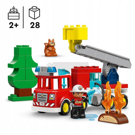 KLOCKI LEGO DUPLO 10473 Wóz strażacki z wężem i strażakiem, zestaw +2 lata