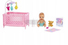 LALKA BARBIE SKIPPER OPIEKUNKA łóżeczko + bobas HJY33