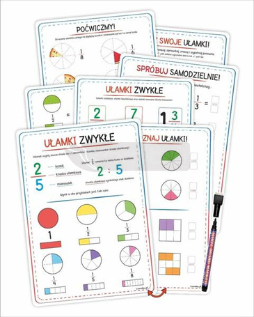 Plansze edukacyjne - Ułamki zwykłe 4 karty