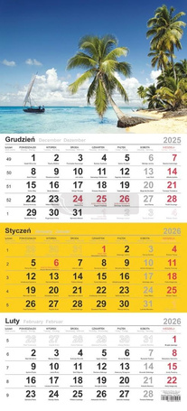 Kalendarz 2026 trójdzielny Plaża