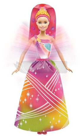 Barbie Tęczowa Księżniczka ze światełkami